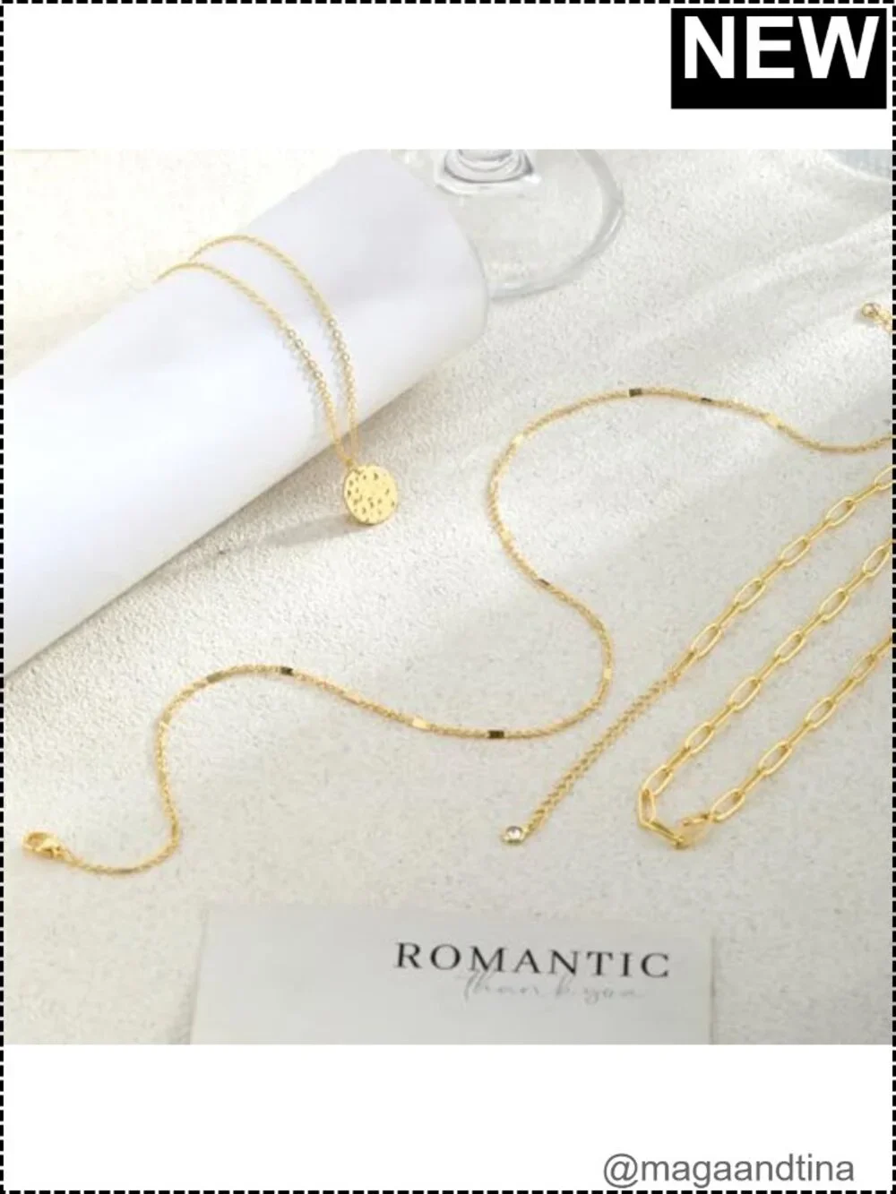 14K Gold Plated 3 Piece Dainty Layered Necklace Set for Women